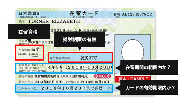 在留カード・確認事項｜外国人採用・外国人雇用｜WORK JAPAN｜外国人と企業・事業者をマッチングする求人サイト